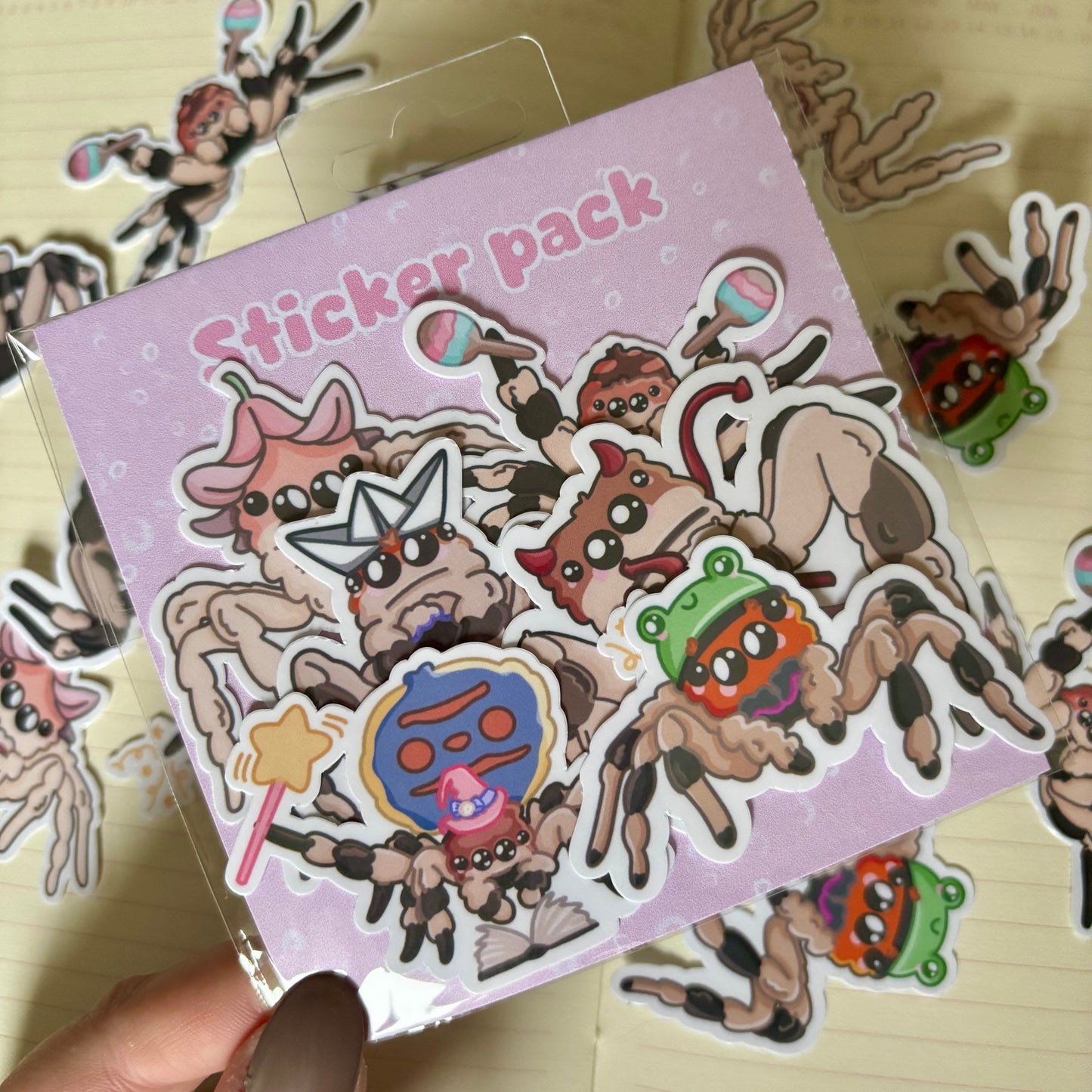 Silly jumping spider sticker pack