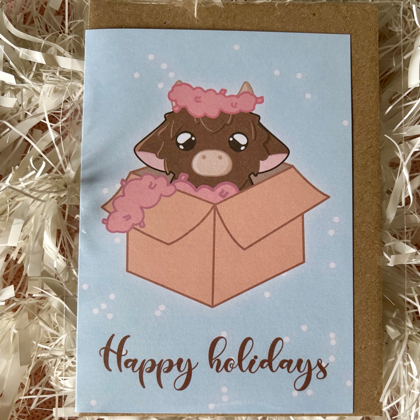 Kawaii highland cow Christmas card