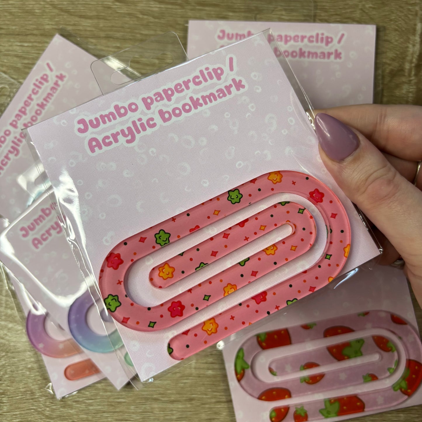 Jumbo acrylic paperclip | Bookmark, teacher gift, stationery, cute, colourful