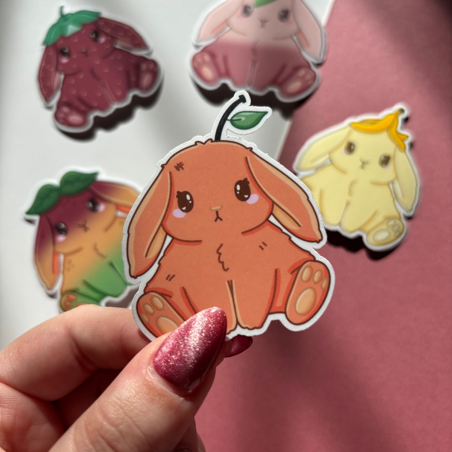 Fruit bunny waterproof stickers | Die cut, vinyl, kawaii