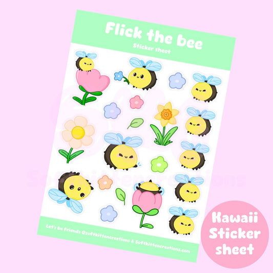 Flick kawaii bee sticker sheet