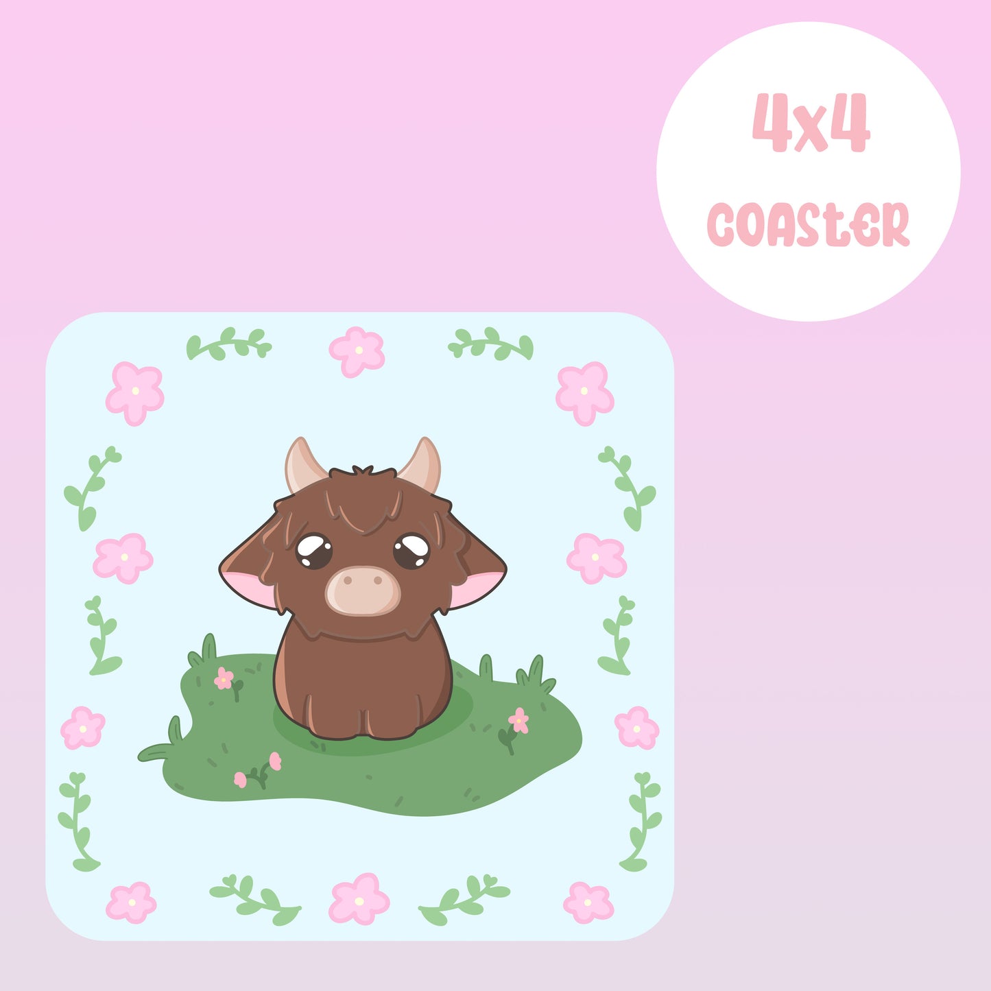 Highland cow coaster