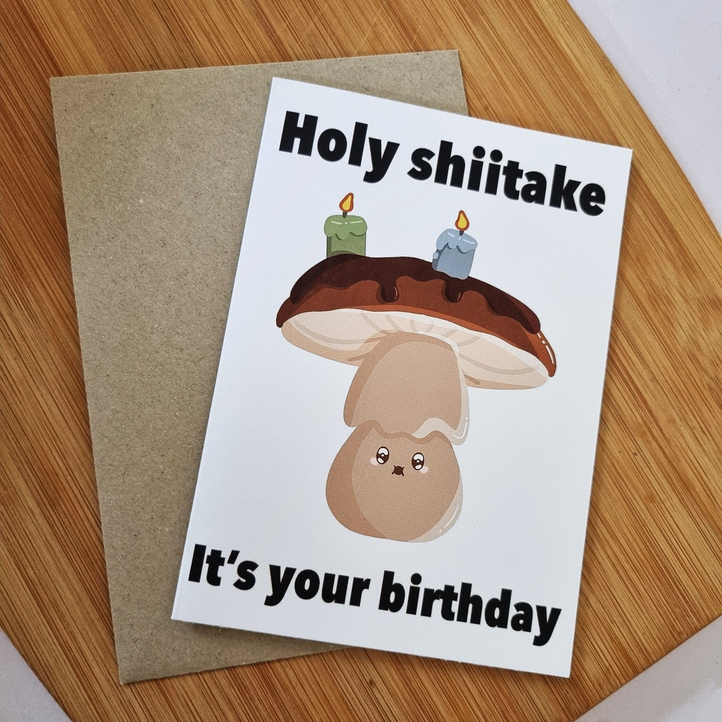 Holy shiitake birthday card