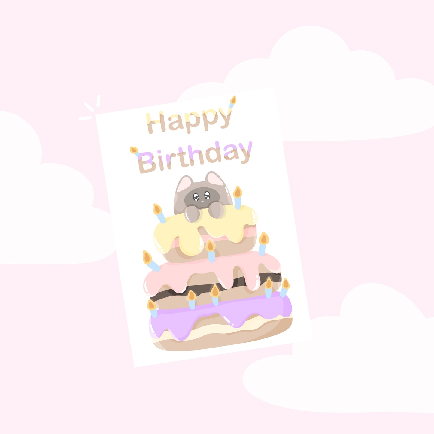 Cat birthday cake card