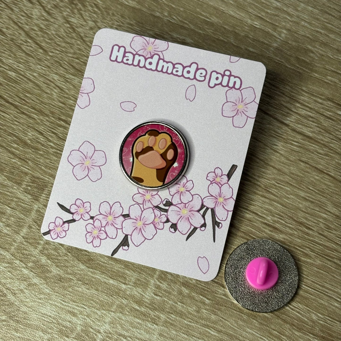 Kawaii Paw print pin | collectable, aesthetic, cat, pin badge, colourful, pink