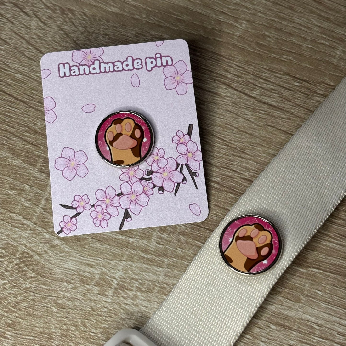 Kawaii Paw print pin | collectable, aesthetic, cat, pin badge, colourful, pink