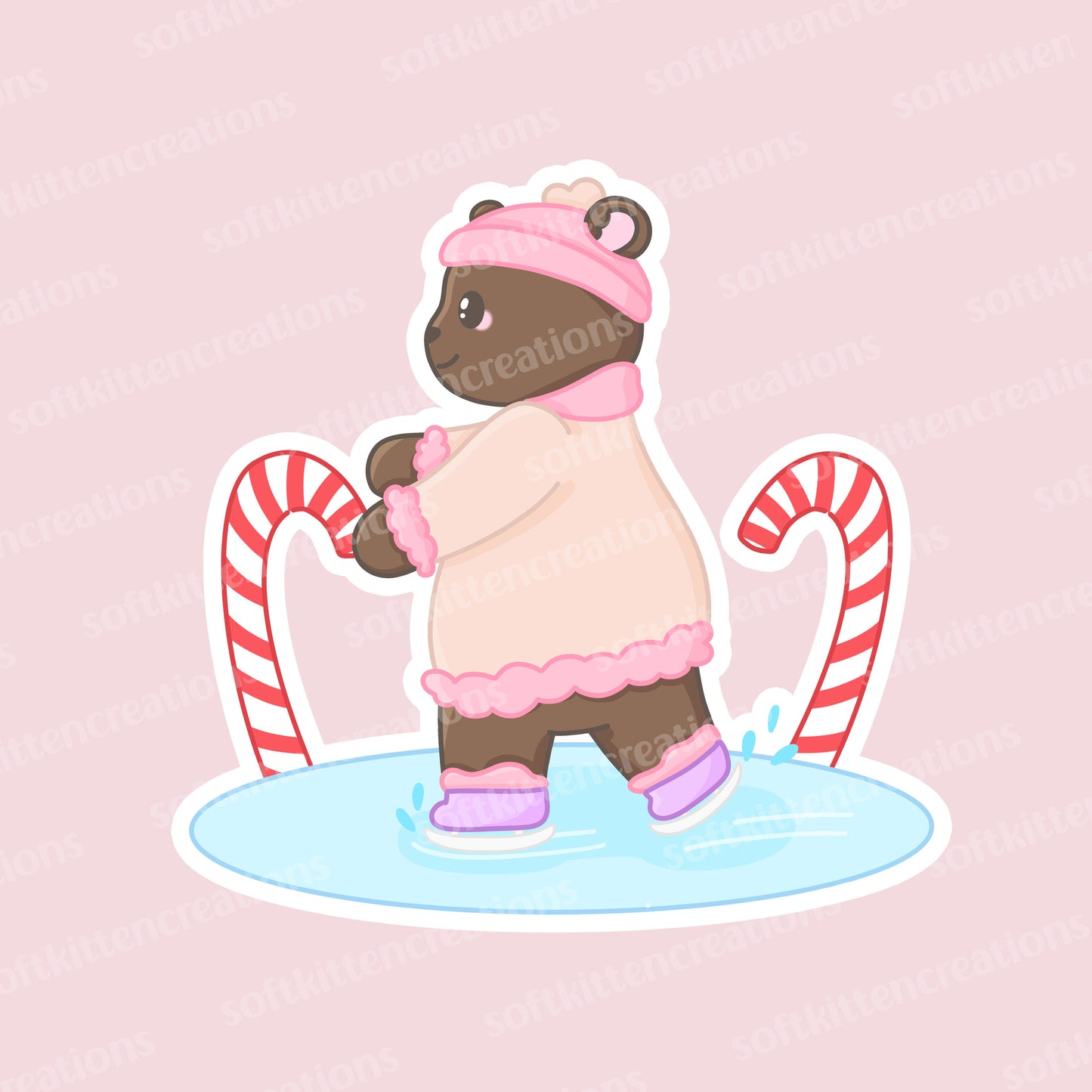 Pancake ice skating die cut sticker