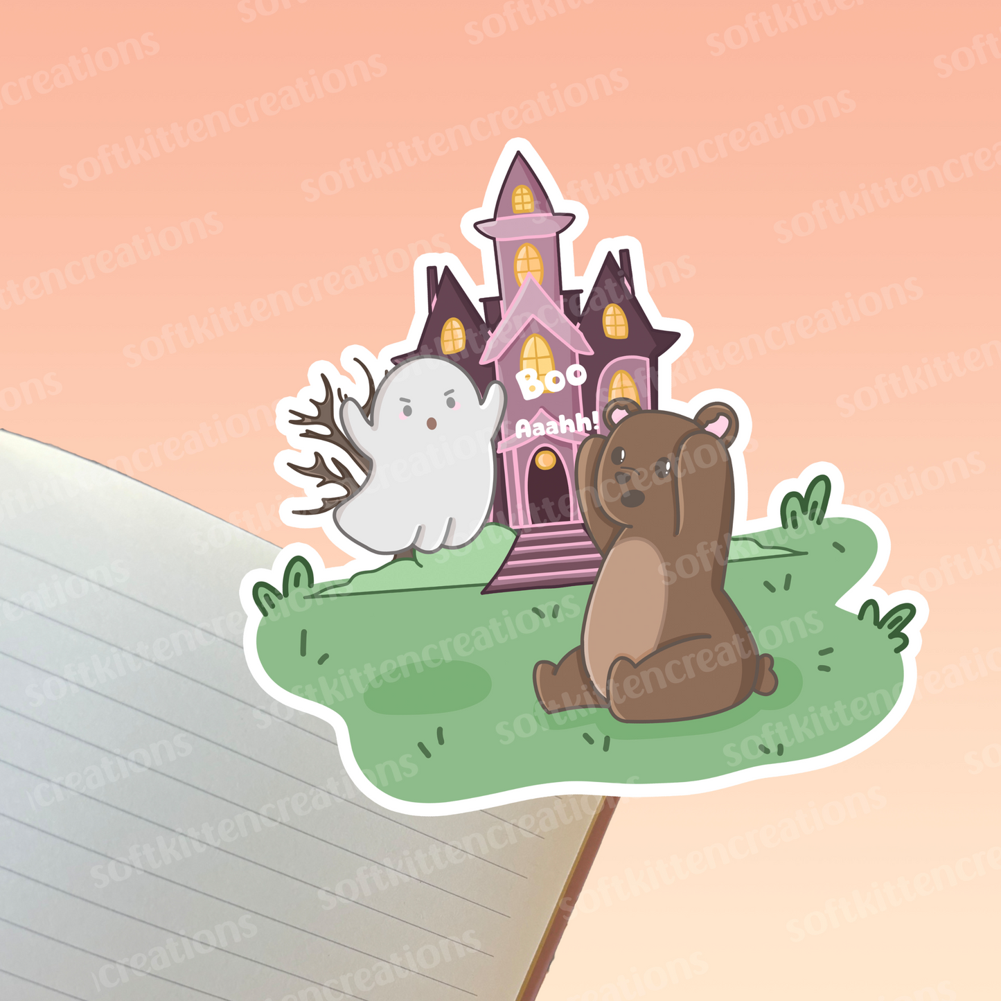 Pancake bear meets Haunt die cut sticker