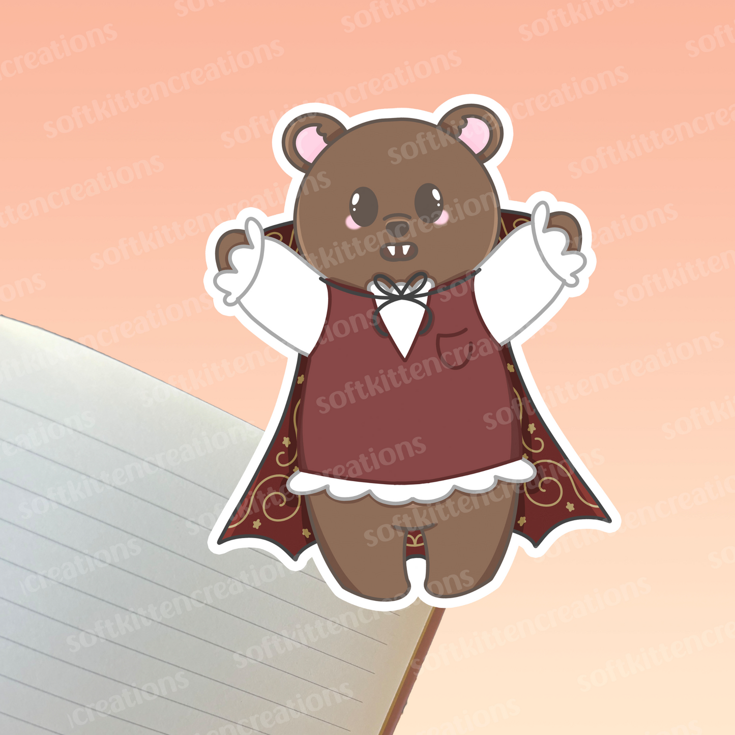 Pancake bear vampire die cut sticker
