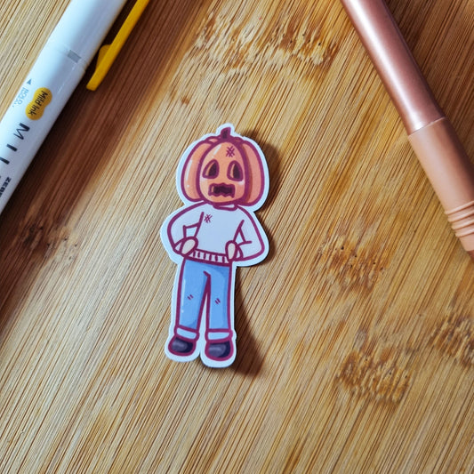 Pumpkin head vinyl sticker