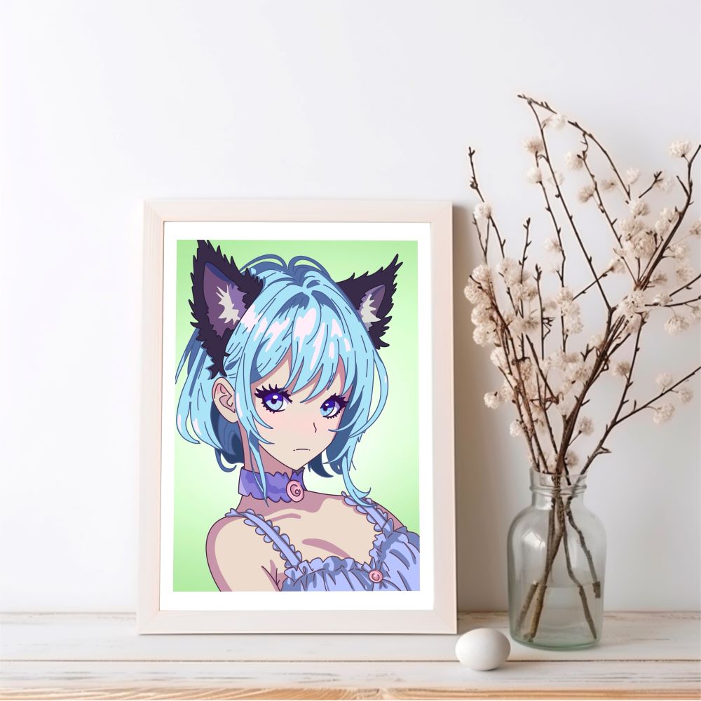 Cat girl art print