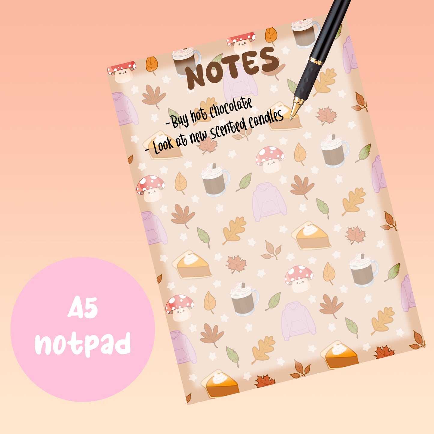 Fall aesthetic notepad