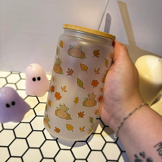 Pumpkin patch Glass coffee cup