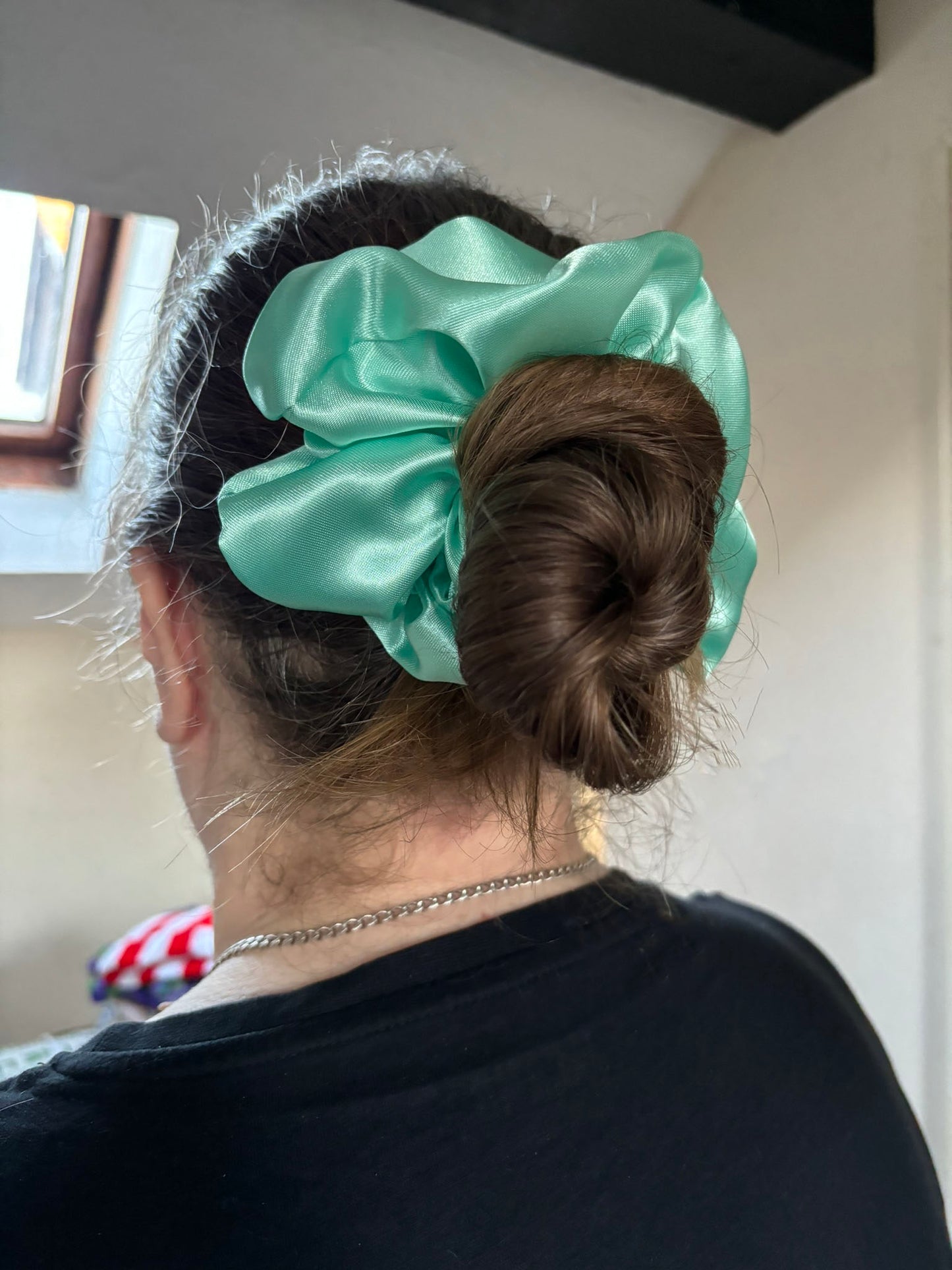 Duck egg satin XL scrunchie