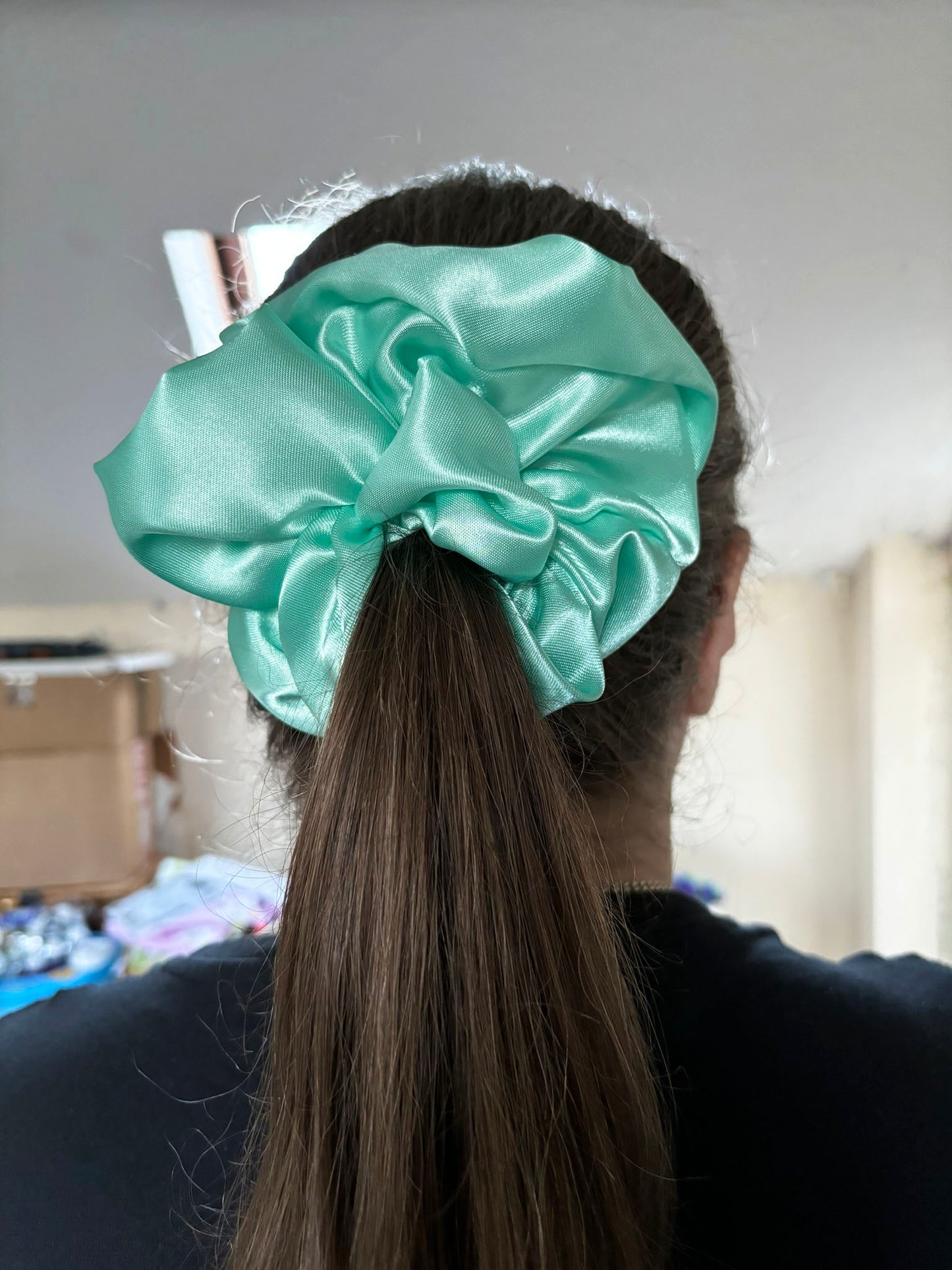 Duck egg satin XL scrunchie