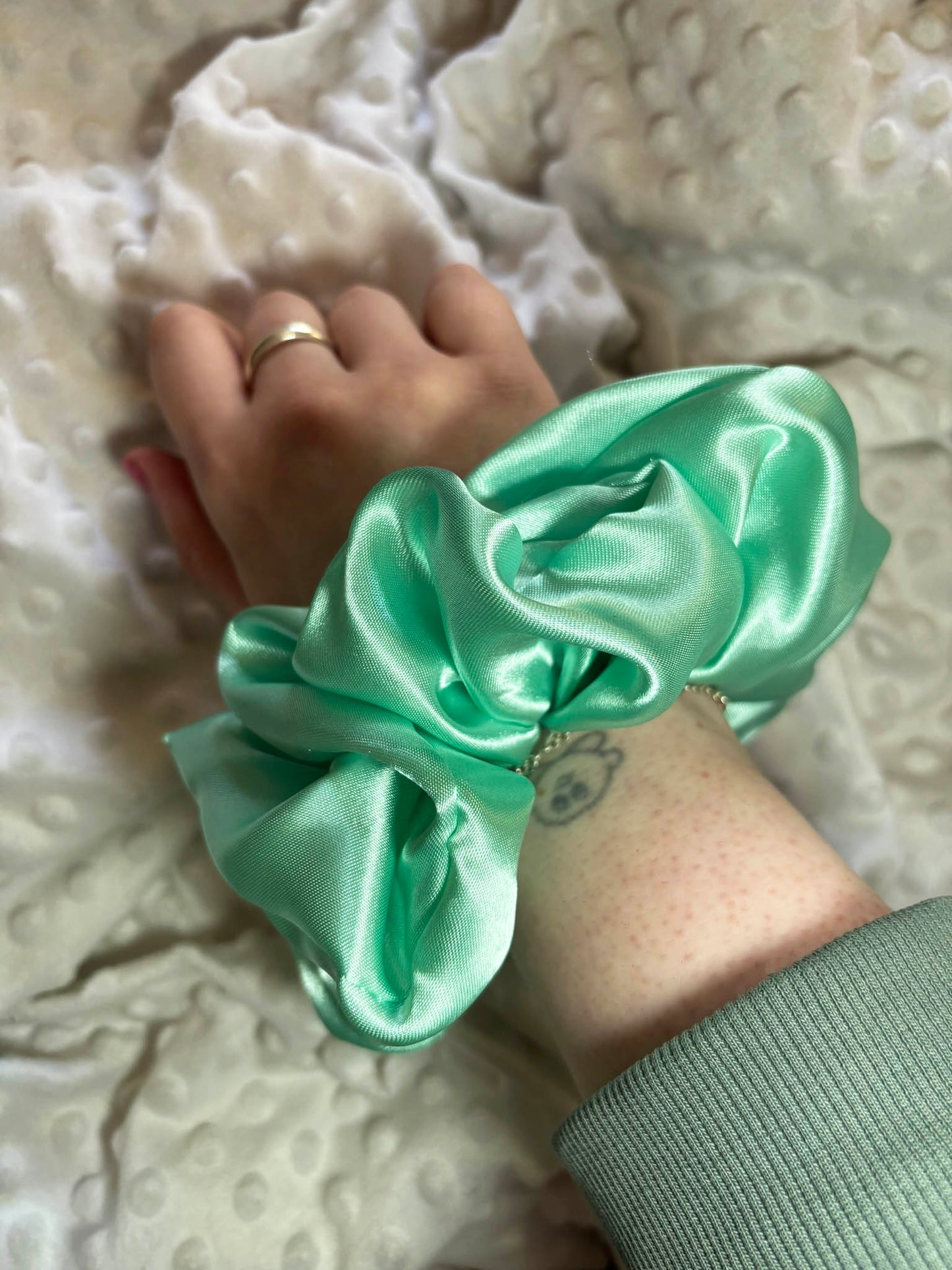 Duck egg satin XL scrunchie