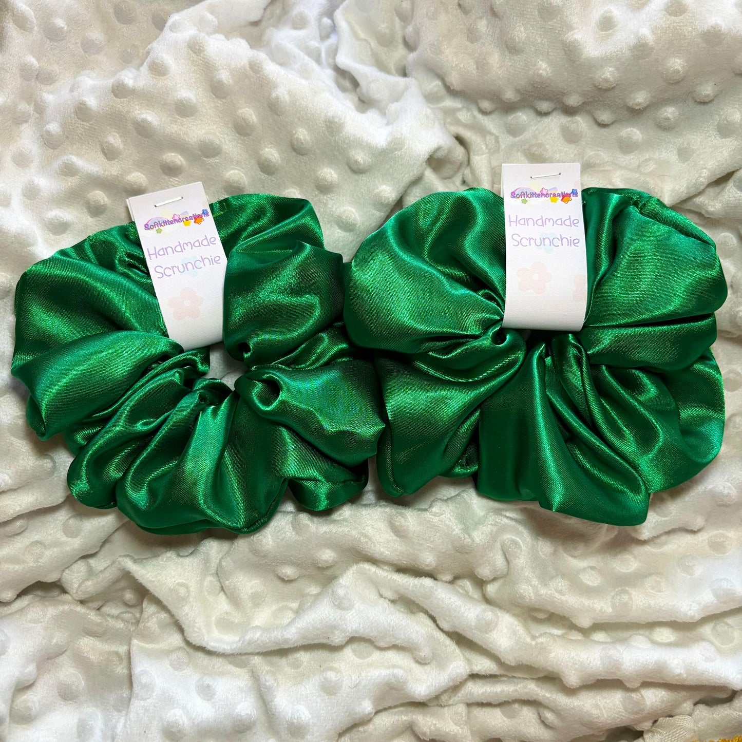 Emerald green satin XL scrunchie