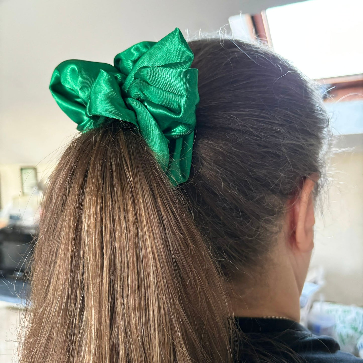 Emerald green satin XL scrunchie