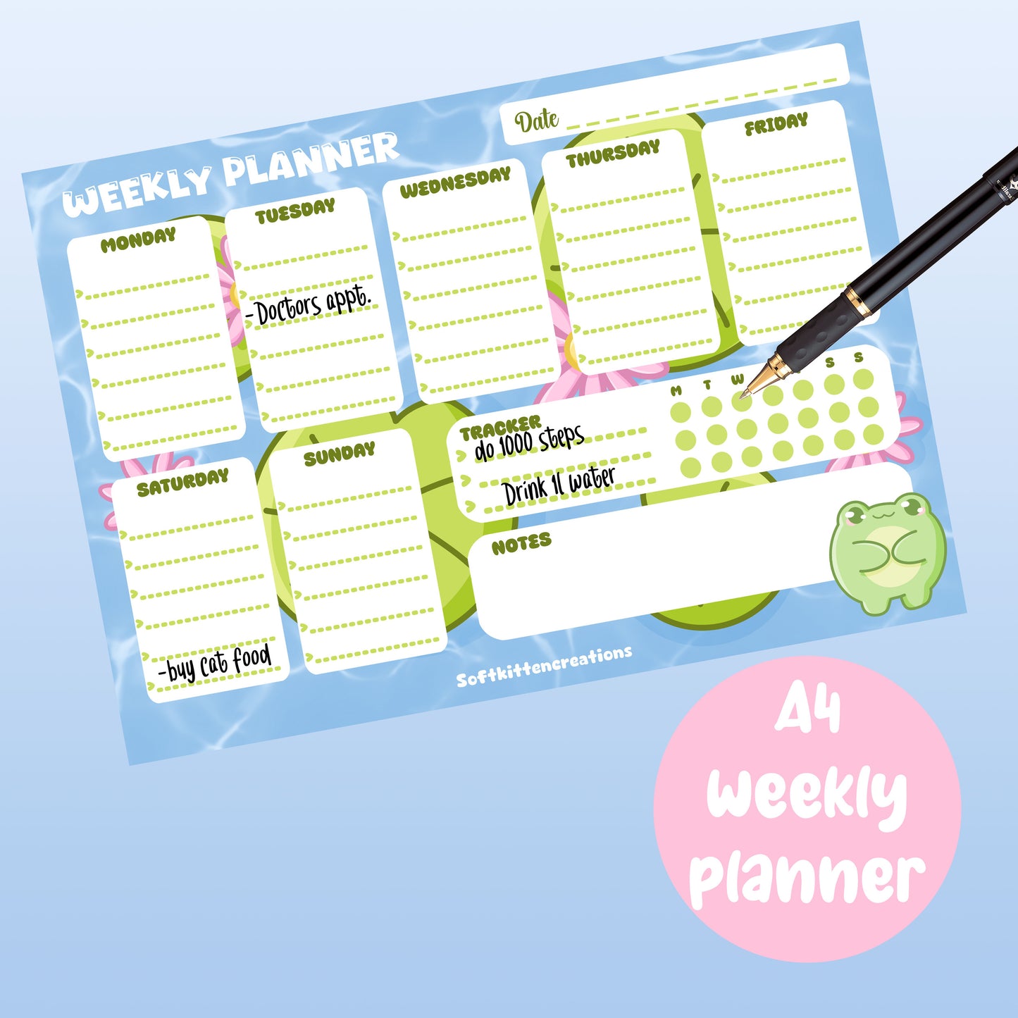 Froggy weekly planner