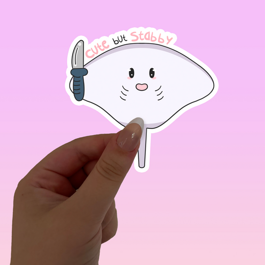 Cute but stabby vinyl sticker