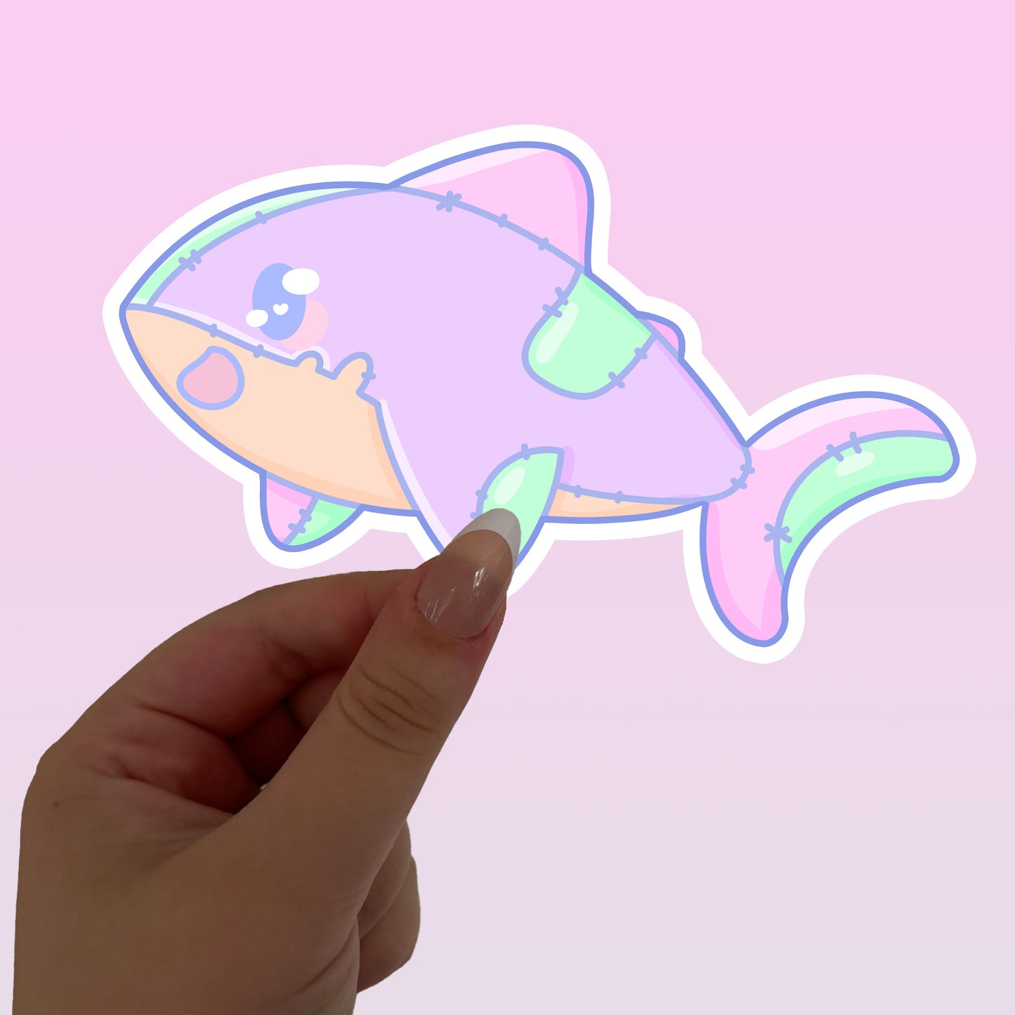 Kawaii patchwork shark | Purple