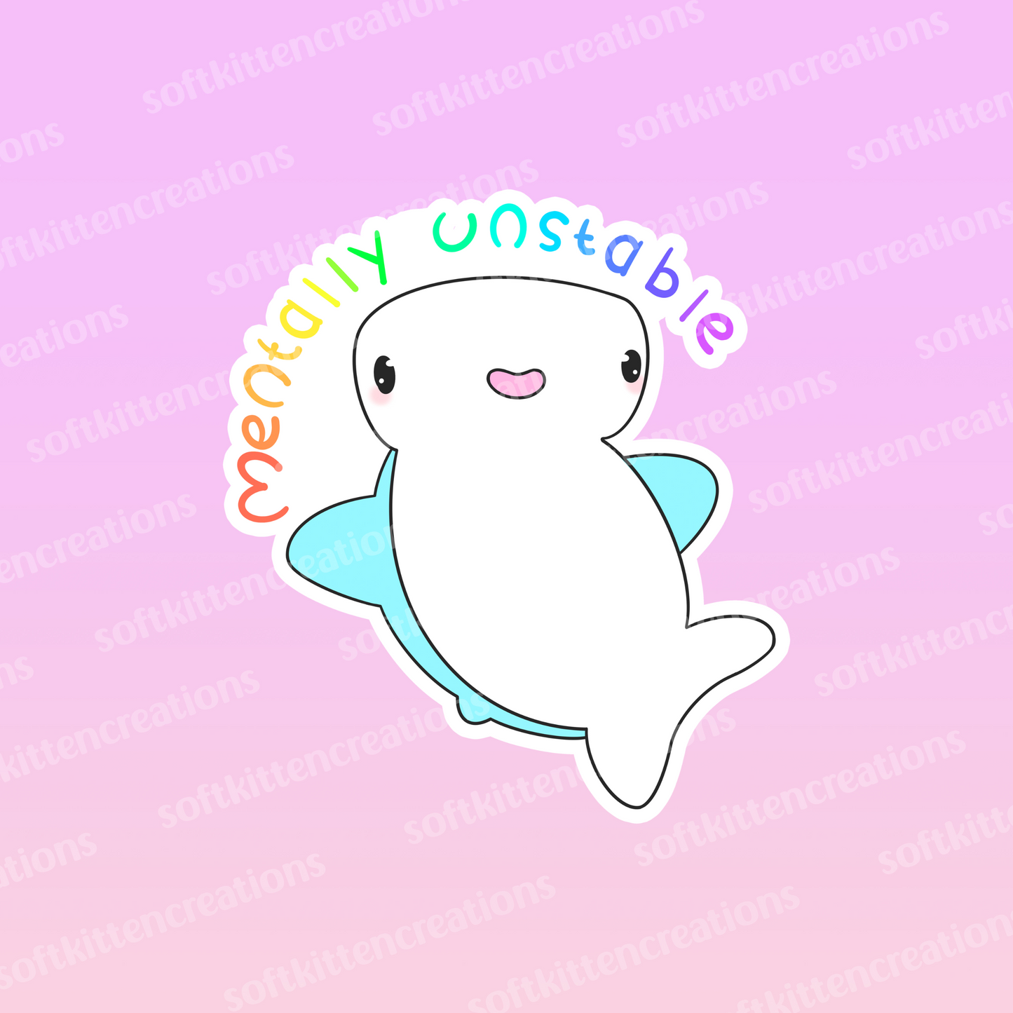 Mentally unstable shark vinyl sticker