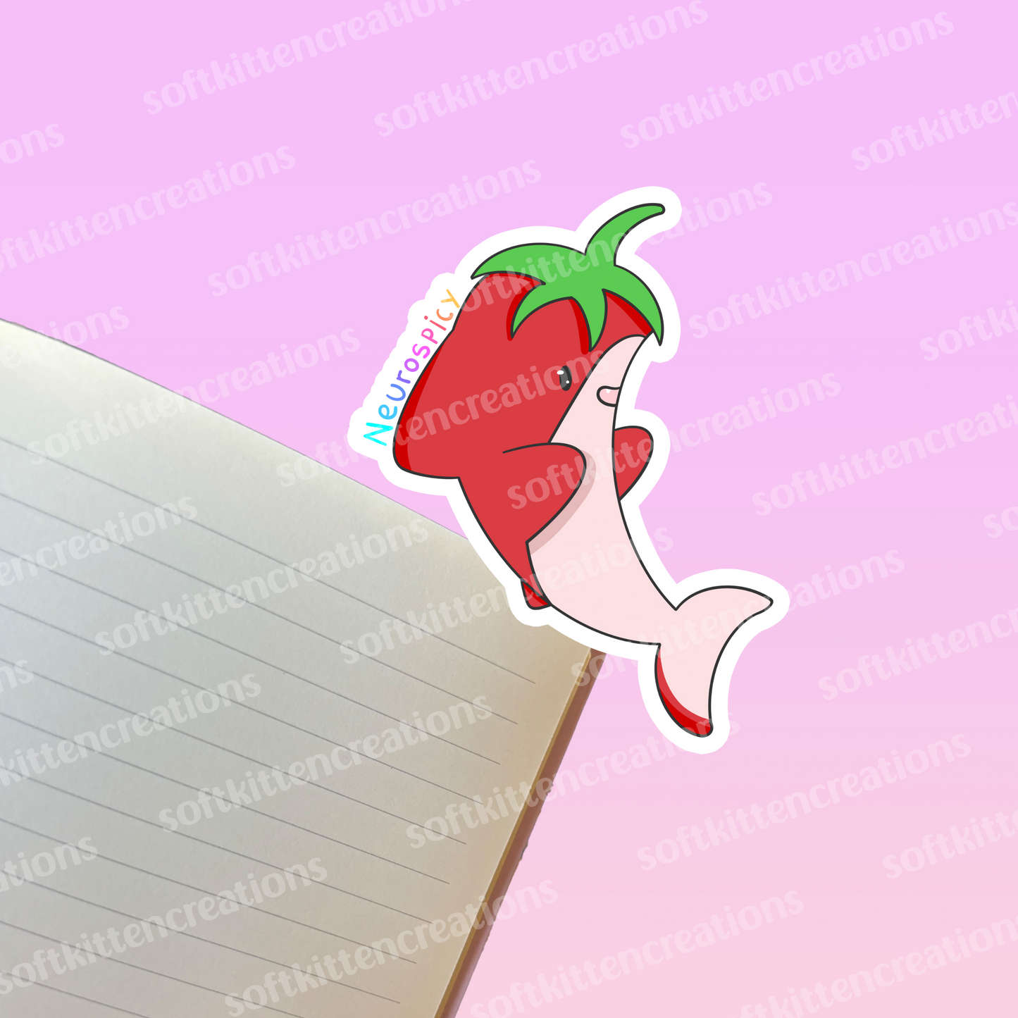 Neurospicy chili shark vinyl sticker