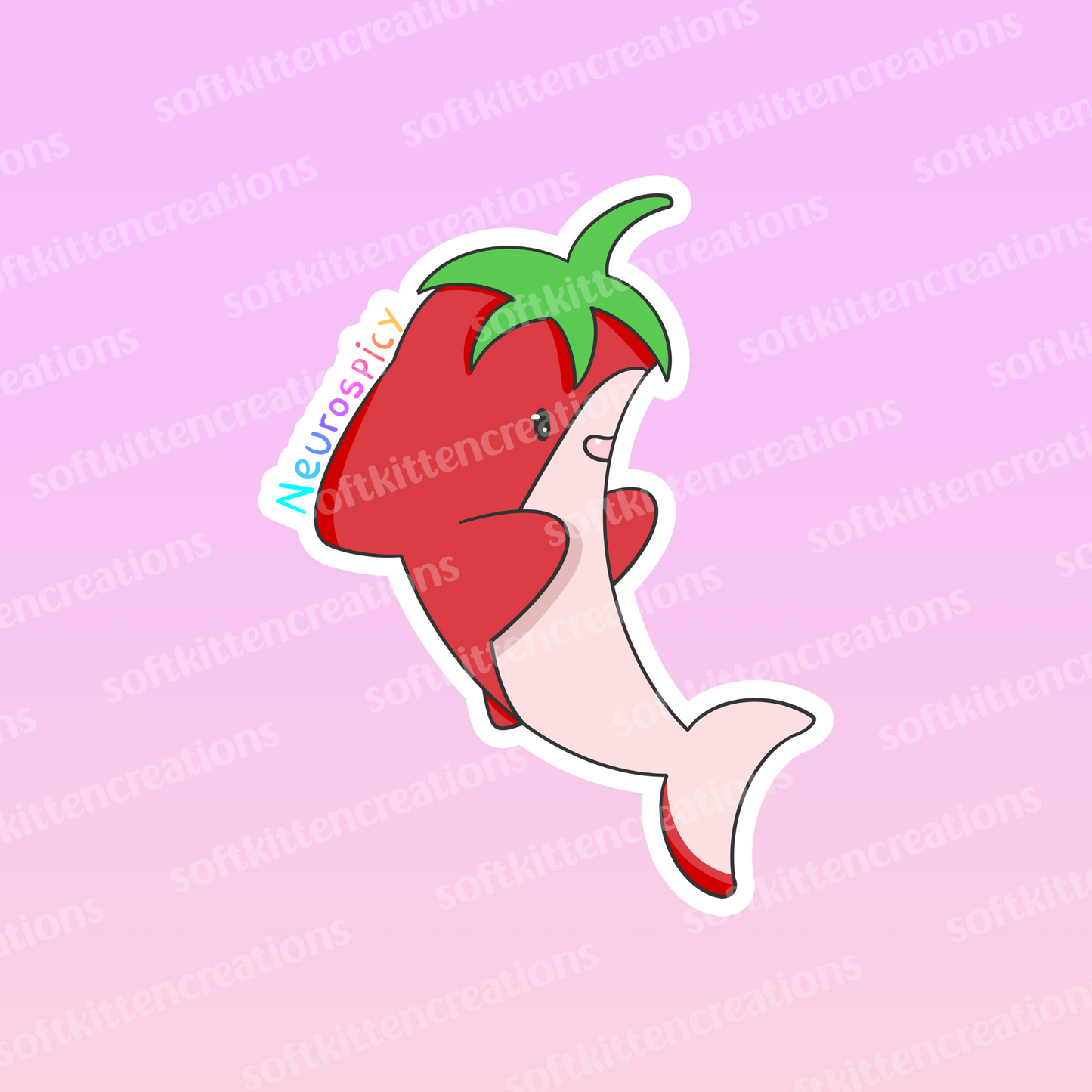 Neurospicy chili shark vinyl sticker
