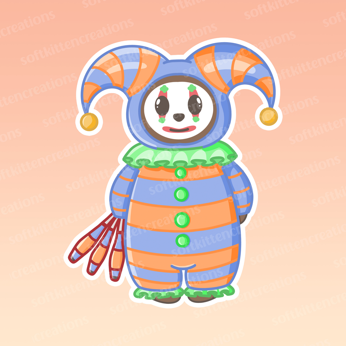 Pancake bear Jester die cut sticker