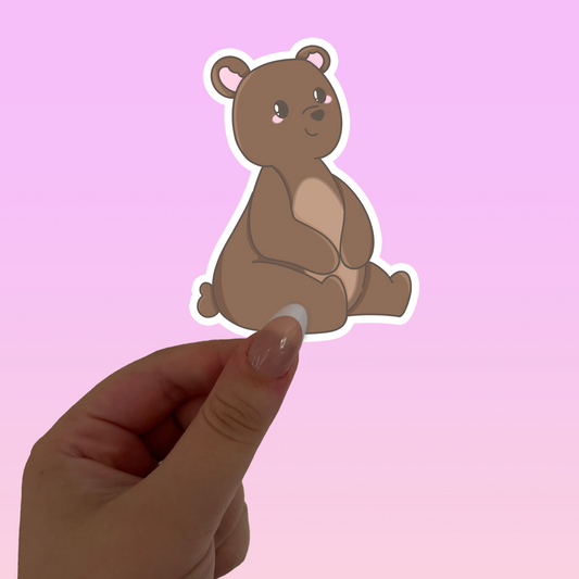 Pancake the bear sitting vinyl die cut sticker