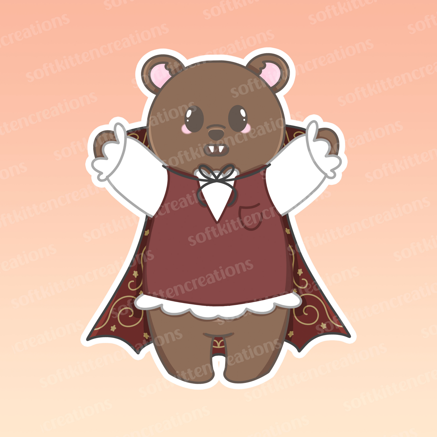 Pancake bear vampire die cut sticker