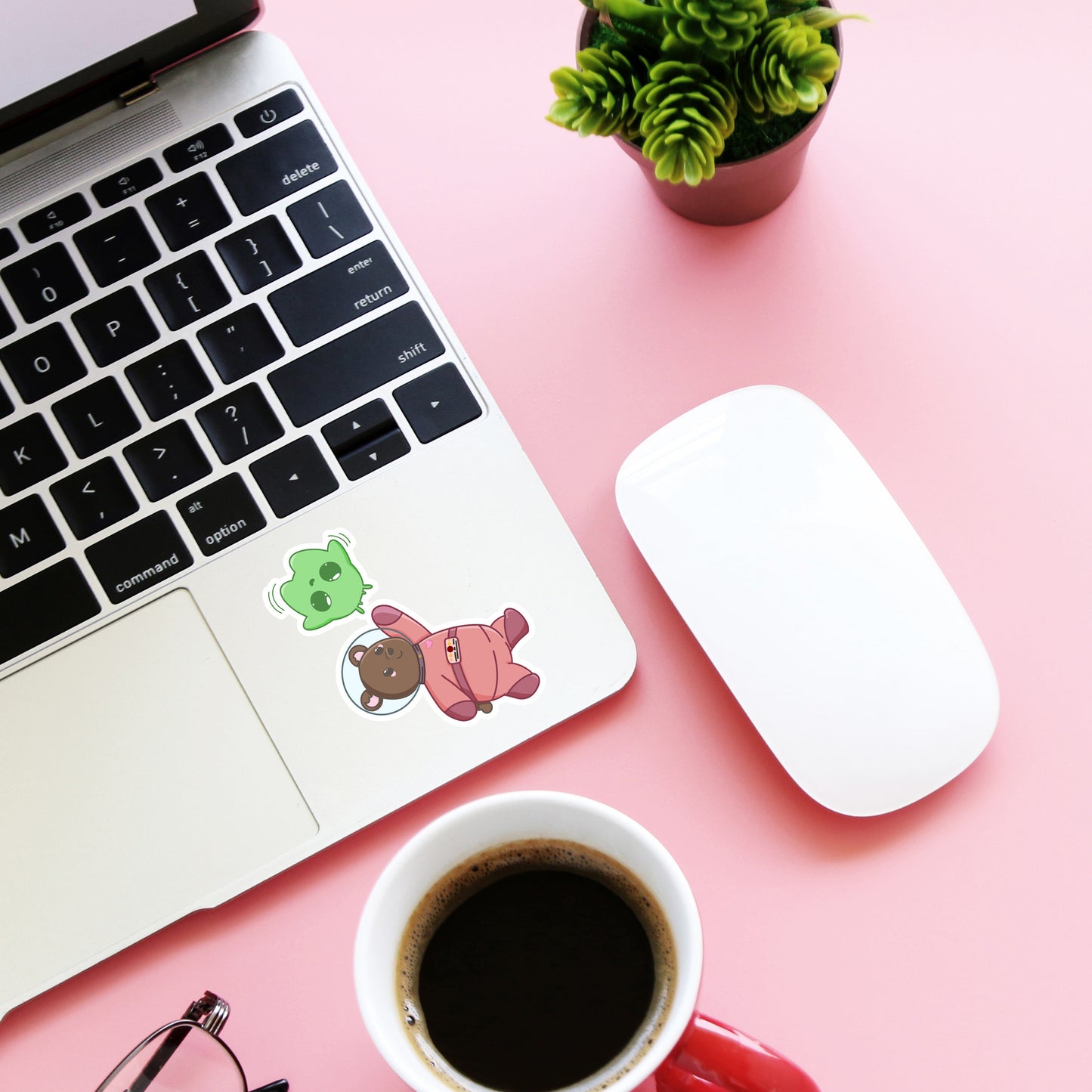 Pancake and alien die cut | kawaii, aesthetic, waterproof, sticker, decal, space, alien
