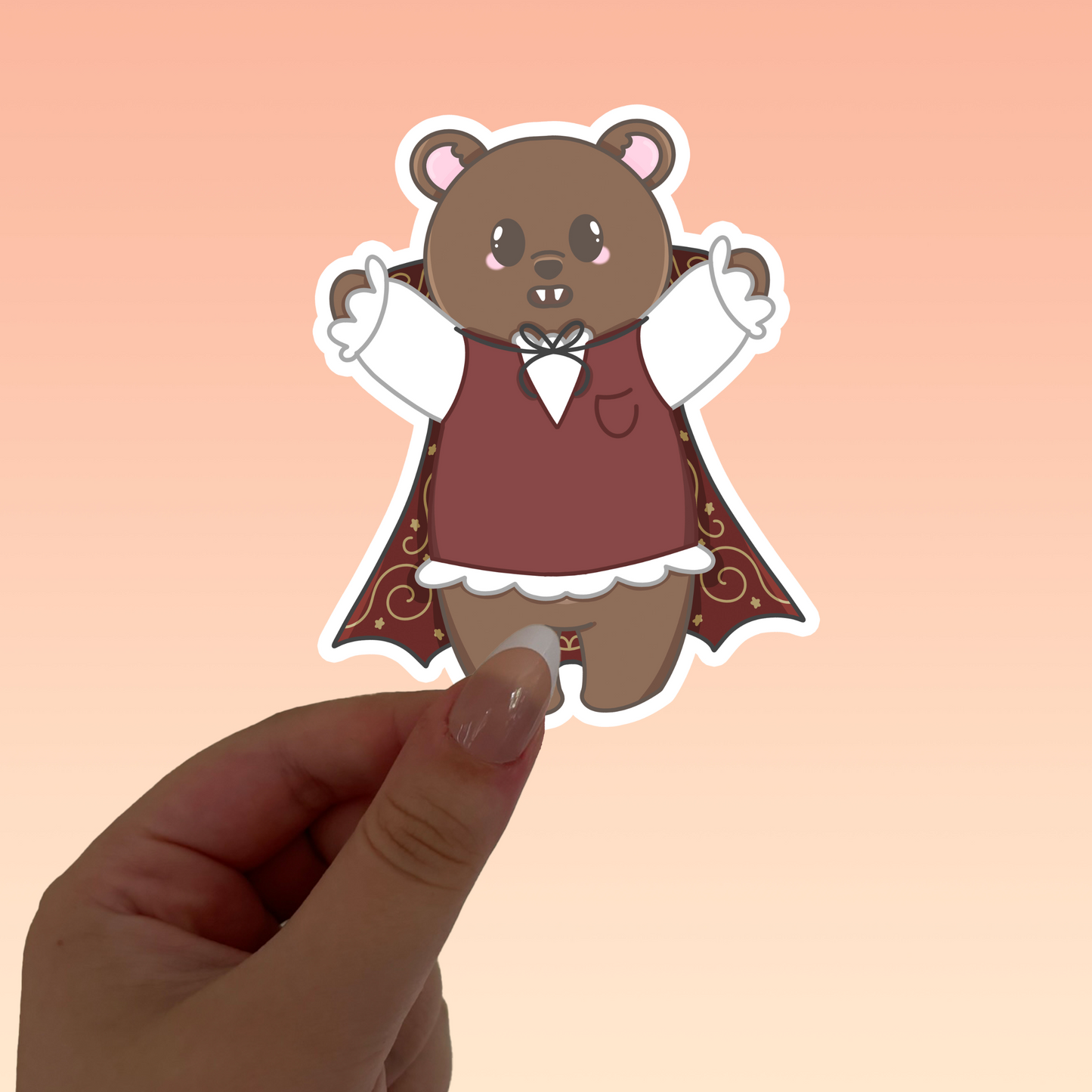 Pancake bear vampire die cut sticker